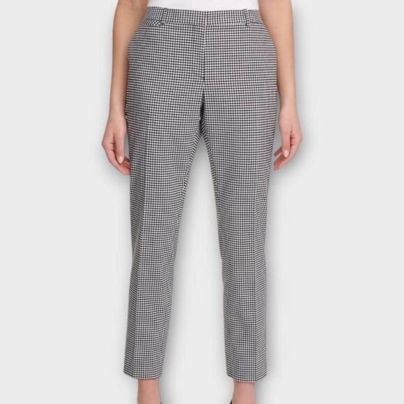 Tommy Hilfiger Womens Pants Sz 10 Black‎ White Checked Straight Stretch Classic - Picture 1 of 12